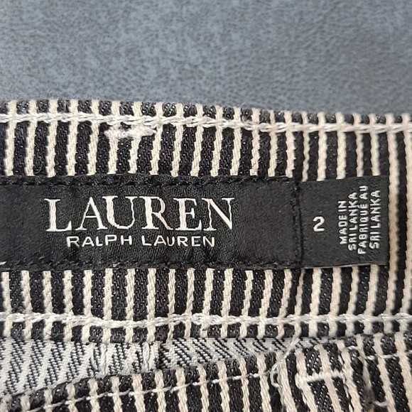 RALPH LAUREN Mid-Rise Skinny Black Striped Jeans SZ 2 - Picture 2 of 8